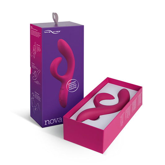 We-Vibe Nova 2 Rechargeable Flexible Silicone Rabbit Vibrator Pink - Red Garter