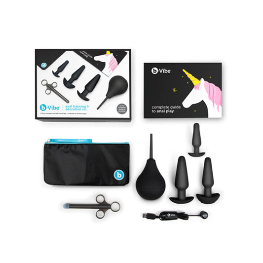 b-Vibe 7-Piece Anal Training & Education Set Black - Red Garter