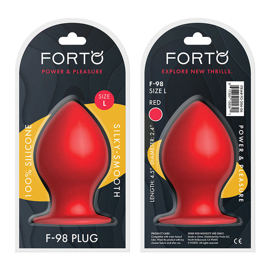 Forto F-98 Cone Silicone Anal Plug Large Red - Red Garter