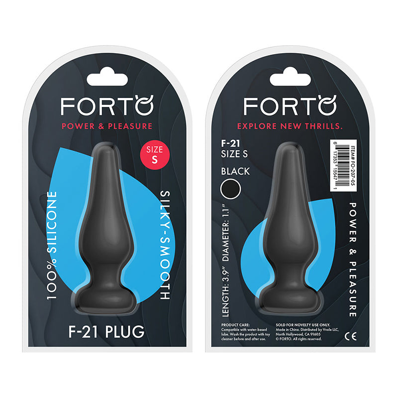 Forto F-21 Tear Drop Silicone Anal Plug Small Black – Red Garter