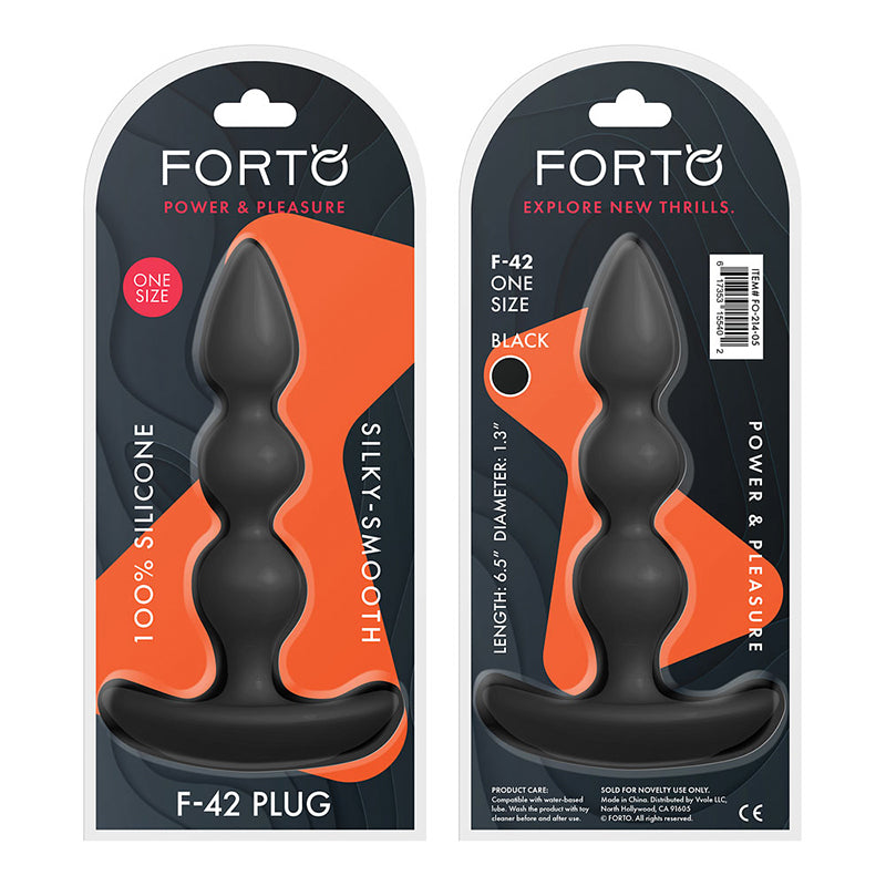 Forto F-42 Spiral Beads Silicone Anal Plug Black - Red Garter