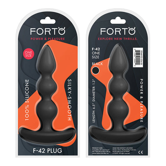 Forto F-42 Spiral Beads Silicone Anal Plug Black - Red Garter