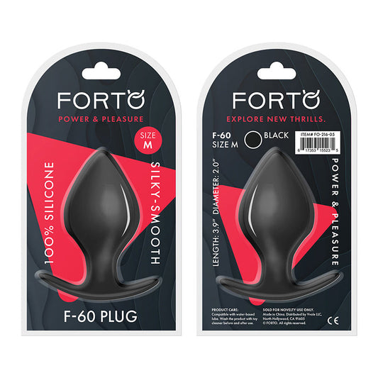 Forto F-60 Spade Silicone Anal Plug Medium Black - Red Garter