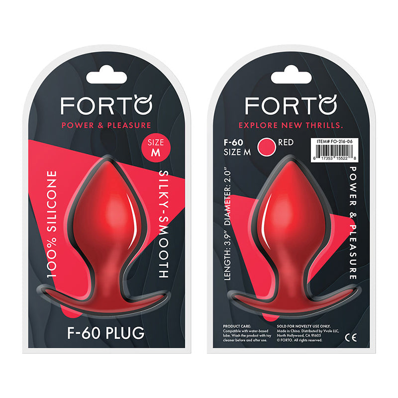 Forto F-60 Spade Silicone Anal Plug Medium Red - Red Garter