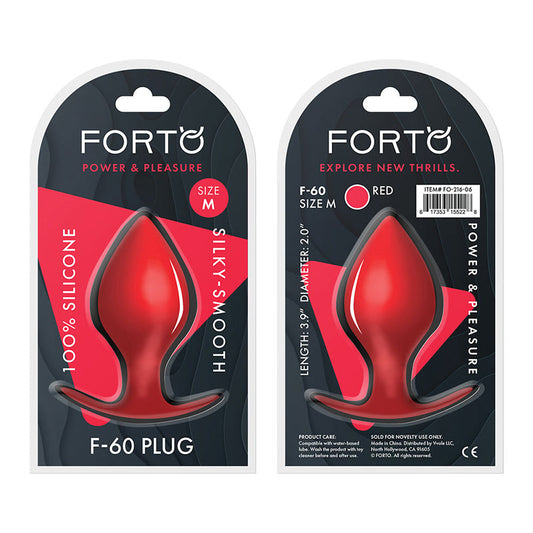 Forto F-60 Spade Silicone Anal Plug Medium Red - Red Garter