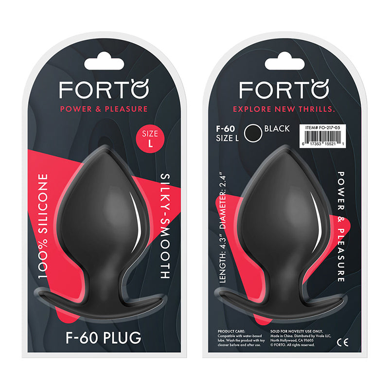Forto F-60 Spade Silicone Anal Plug Large Black - Red Garter
