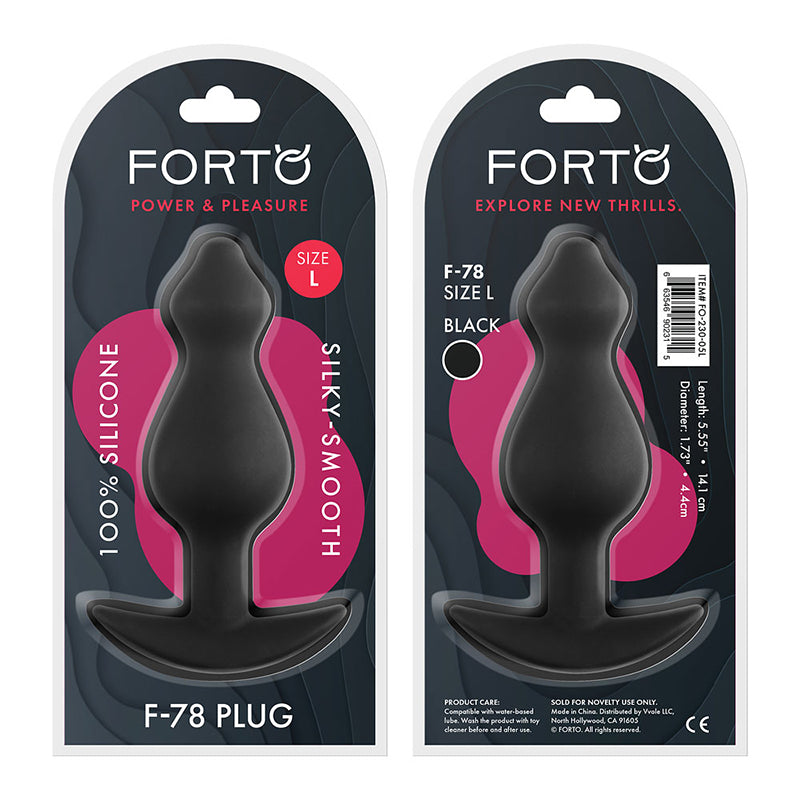 Forto F-78 Pointee Silicone Anal Plug Large Black - Red Garter