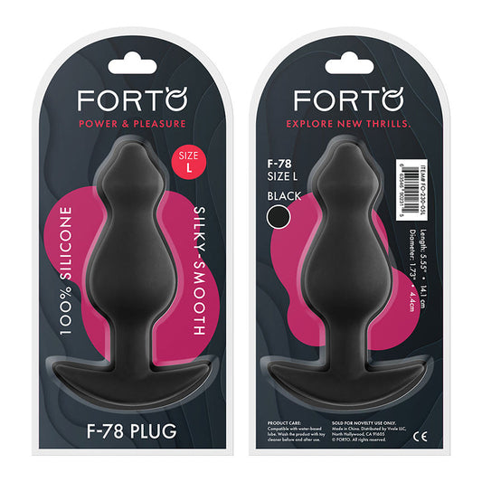 Forto F-78 Pointee Silicone Anal Plug Large Black - Red Garter