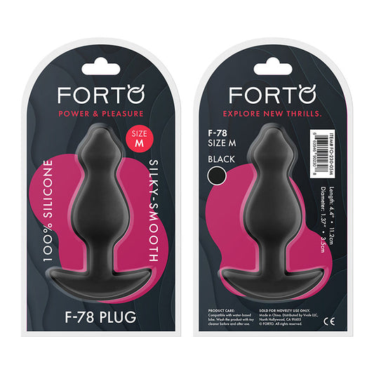 Forto F-78 Pointee Silicone Anal Plug Medium Black - Red Garter