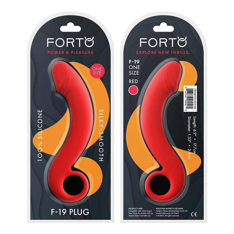 Forto F-19 Silicone Anal Plug Red - Red Garter