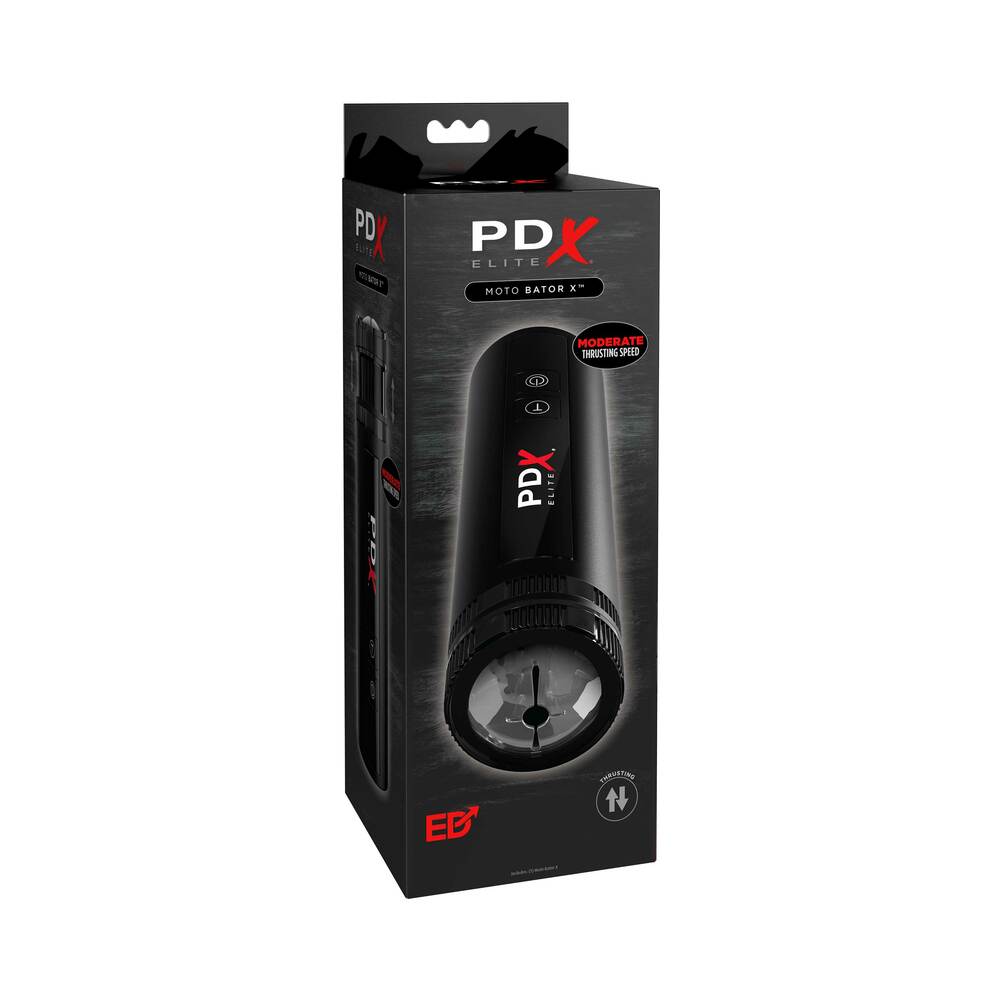 PDX Elite Moto Bator X Thrusting Masturbator Clear/Black - Red Garter