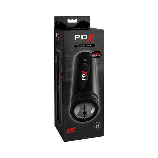PDX Elite Moto Bator X Thrusting Masturbator Clear/Black - Red Garter