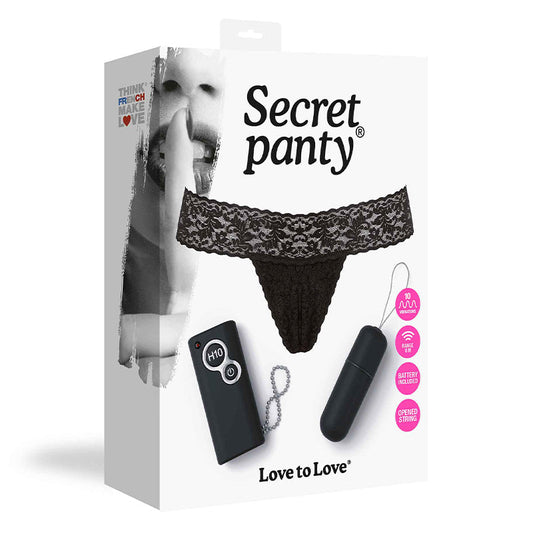 Love to Love Secret Panty Vibrating Panty Set Black - Red Garter