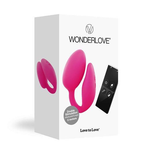 Love to Love Wonderlove Dual Stimulation Clitoris & G-Spot Vibrator With Remote Pink - Red Garter