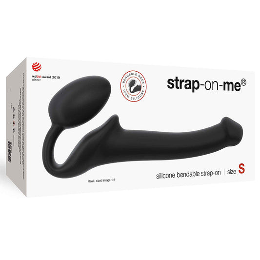 Strap-On-Me Semi-Realistic Bendable Silicone Strap-On Black S - Red Garter