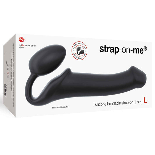 Strap-On-Me Semi-Realistic Bendable Silicone Strap-On Black L - Red Garter