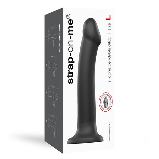 Strap-On-Me Bendable Dual-Density Silicone Dildo Black L - Red Garter