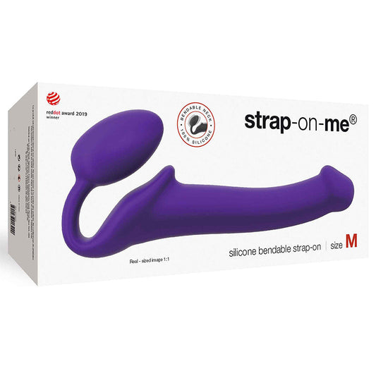Strap-On-Me Semi-Realistic Bendable Silicone Strap-On Purple M - Red Garter