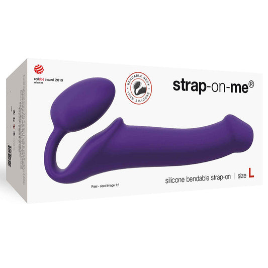 Strap-On-Me Semi-Realistic Bendable Silicone Strap-On Purple L - Red Garter