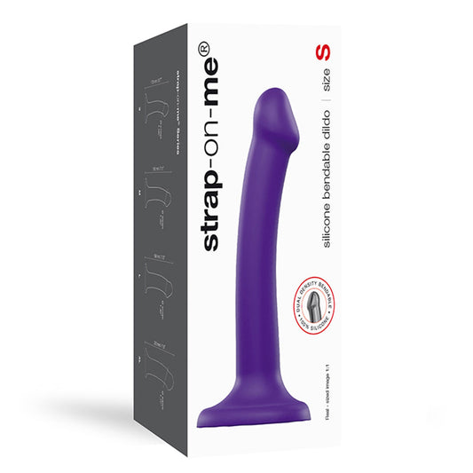 Strap-On-Me Bendable Dual-Density Silicone Suction Cup Dildo Purple S - Red Garter