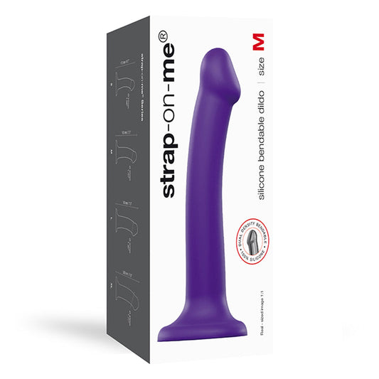 Strap-On-Me Bendable Dual-Density Silicone Suction Cup Dildo Purple M - Red Garter