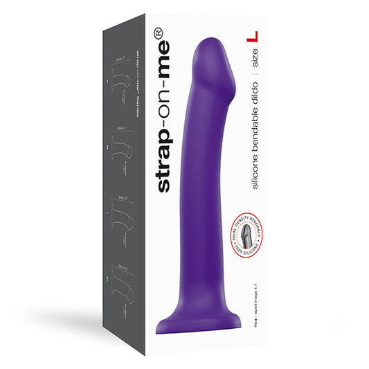Strap-On-Me Bendable Dual-Density Silicone Suction Cup Dildo Purple L - Red Garter