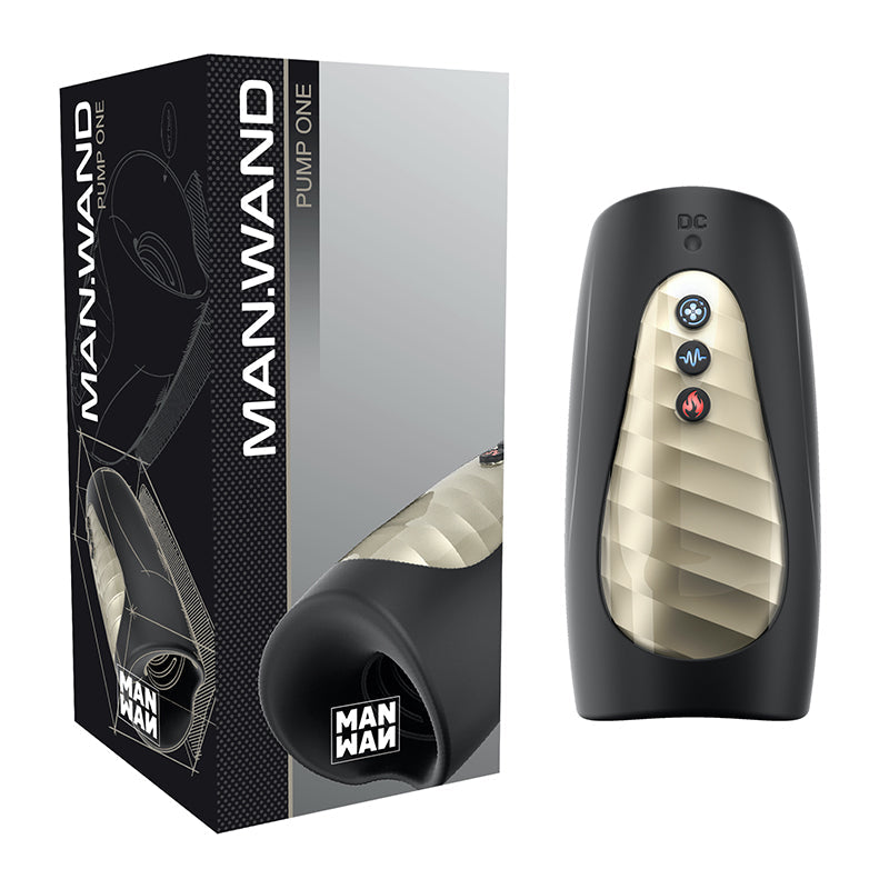 Man.Wand Pump One Rechargeable Multi-Function Masturbator Black - Red Garter