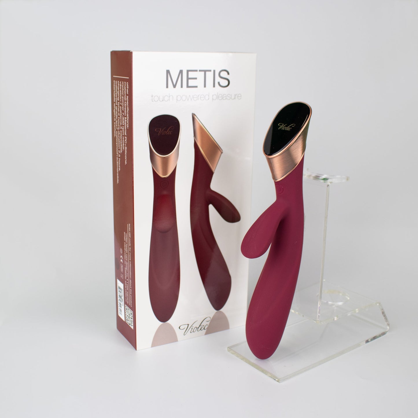 Metis Touch Panel Rabbit Vibrator Wine Red - Red Garter