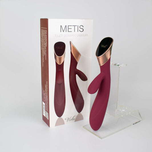 Metis Touch Panel Rabbit Vibrator Wine Red - Red Garter