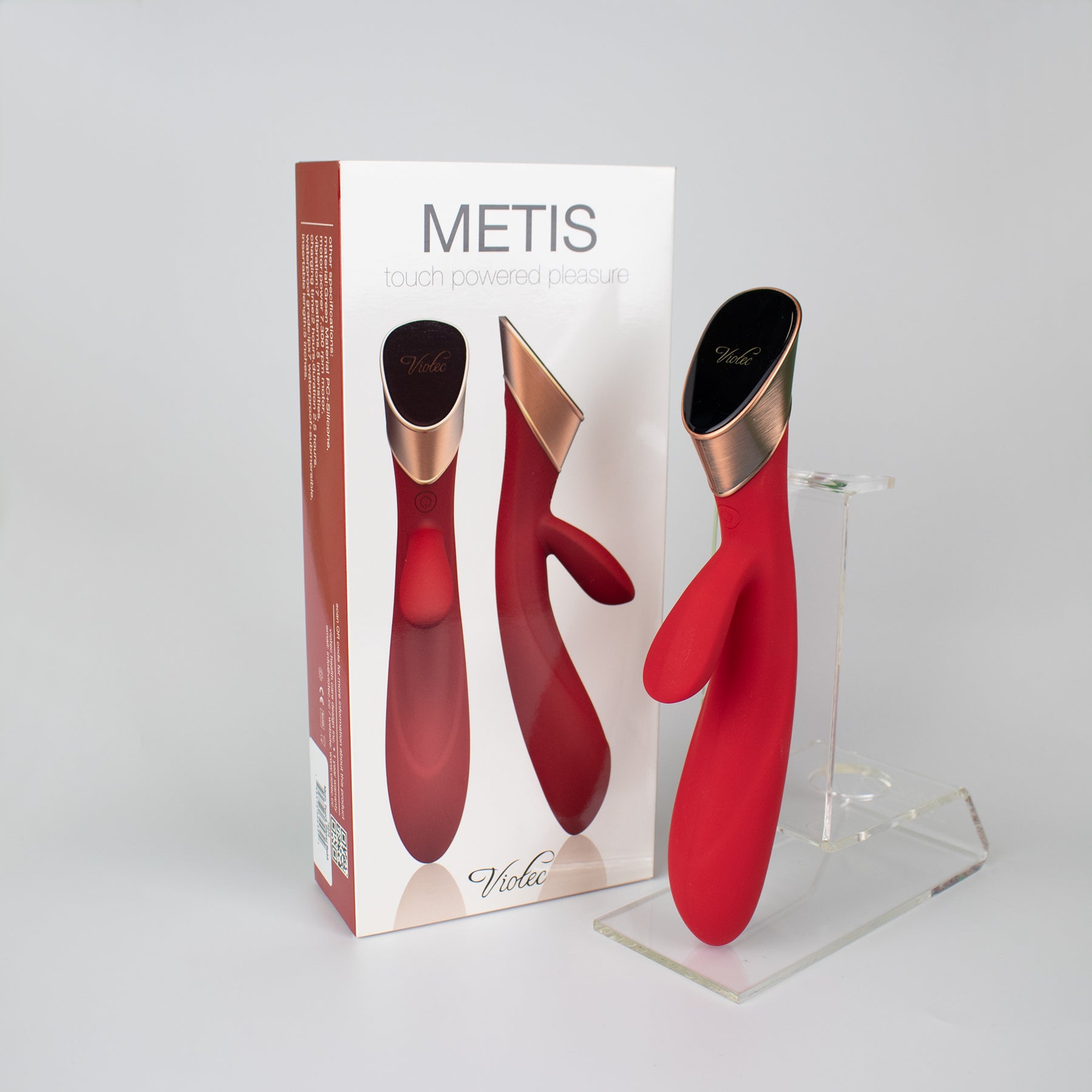 Metis Touch Panel Rabbit Vibrator Red - Red Garter