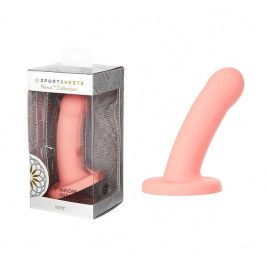 Sportsheets Nexus Collection Nyx 5 in. Silicone Dildo with Suction Cup Coral - Red Garter