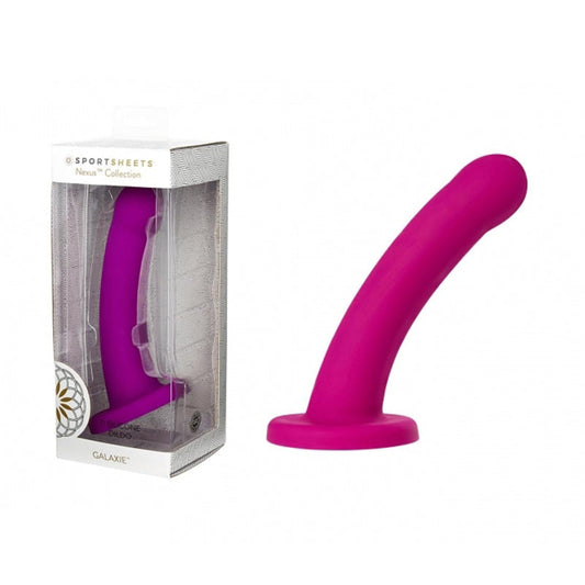 Sportsheets Nexus Collection Galaxie 7 in. Silicone Dildo with Suction Cup Plum - Red Garter