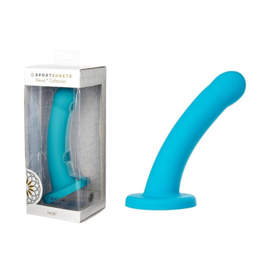 Sportsheets Nexus Collection Hux 7 in. Silicone Dildo with Suction Cup Turquoise - Red Garter