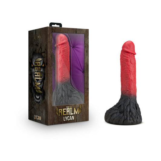 The Realm Lycan 10.5 in. Silicone Lock On Fantasy Werewolf Dildo Red - Red Garter