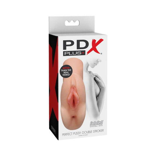 PDX Plus Perfect Pussy Double Stroker Beige - Red Garter