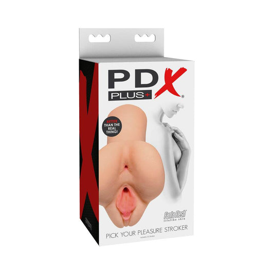 PDX Plus Pick Your Pleasure Dual Entry Stroker Beige - Red Garter