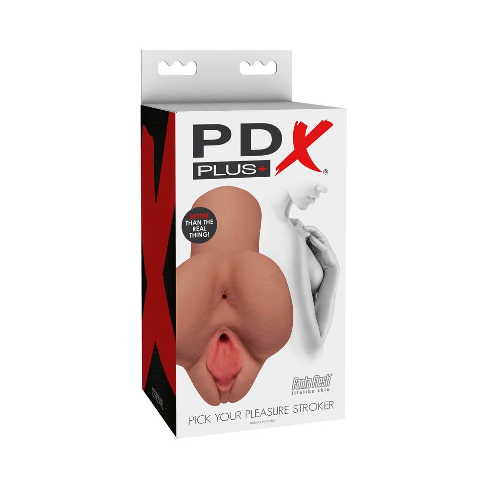 PDX Plus Pick Your Pleasure Dual Entry Stroker Tan - Red Garter