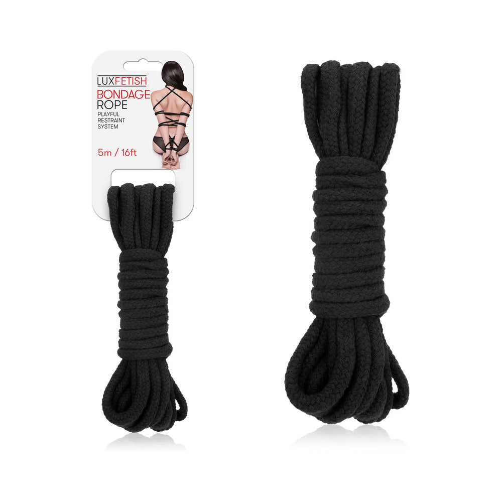 Lux Fetish Bondage Rope 5 m / 16 ft. Black – Red Garter