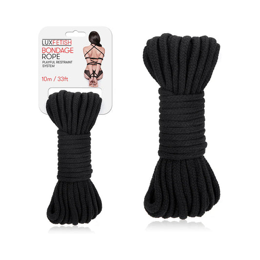 Lux Fetish Bondage Rope 10 m / 33 ft. Black - Red Garter