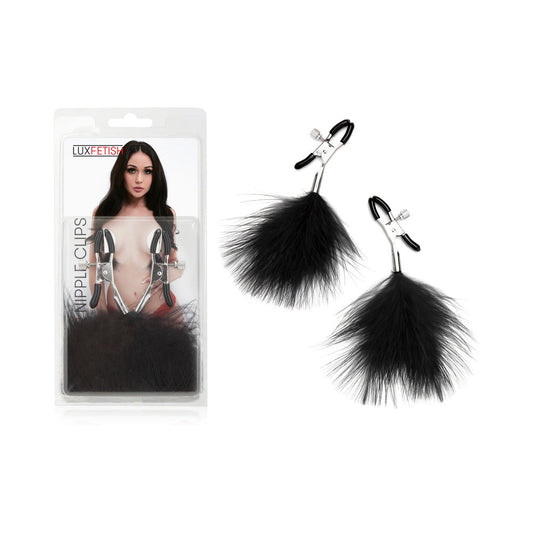 Lux Fetish Feather Nipple Clips - Red Garter