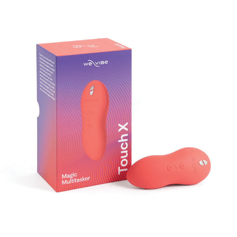 We-Vibe Touch X Rechargeable Silicone Lay-On Vibrator & Massager Crave Coral - Red Garter
