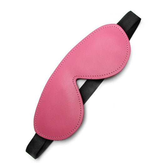 Kinklab Pink Bound Leather Blindfold - Red Garter