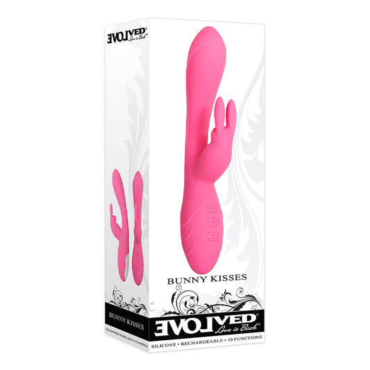 Evolved Bunny Kisses Rechargeable Silicone Rabbit Vibrator Pink - Red Garter