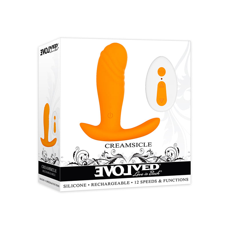 Evolved Creamsicle Rechargeable Remote-Controlled Silicone G-Spot and Prostate Massager Orange - Red Garter