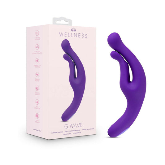 Wellness G Wave Rechargeable Silicone Dual Stimulation Vibrator Purple - Red Garter