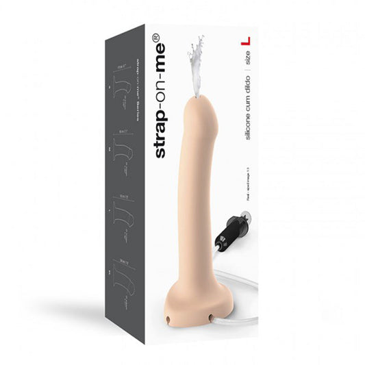 Strap-On-Me Silicone Ejaculating Cum Dildo Vanilla L (fluid not included) - Red Garter