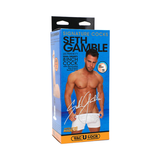 Signature Cocks Seth Gamble 8-Inch ULTRASKYN Cock with Removable Vac-U-Lock Suction Cup - Red Garter