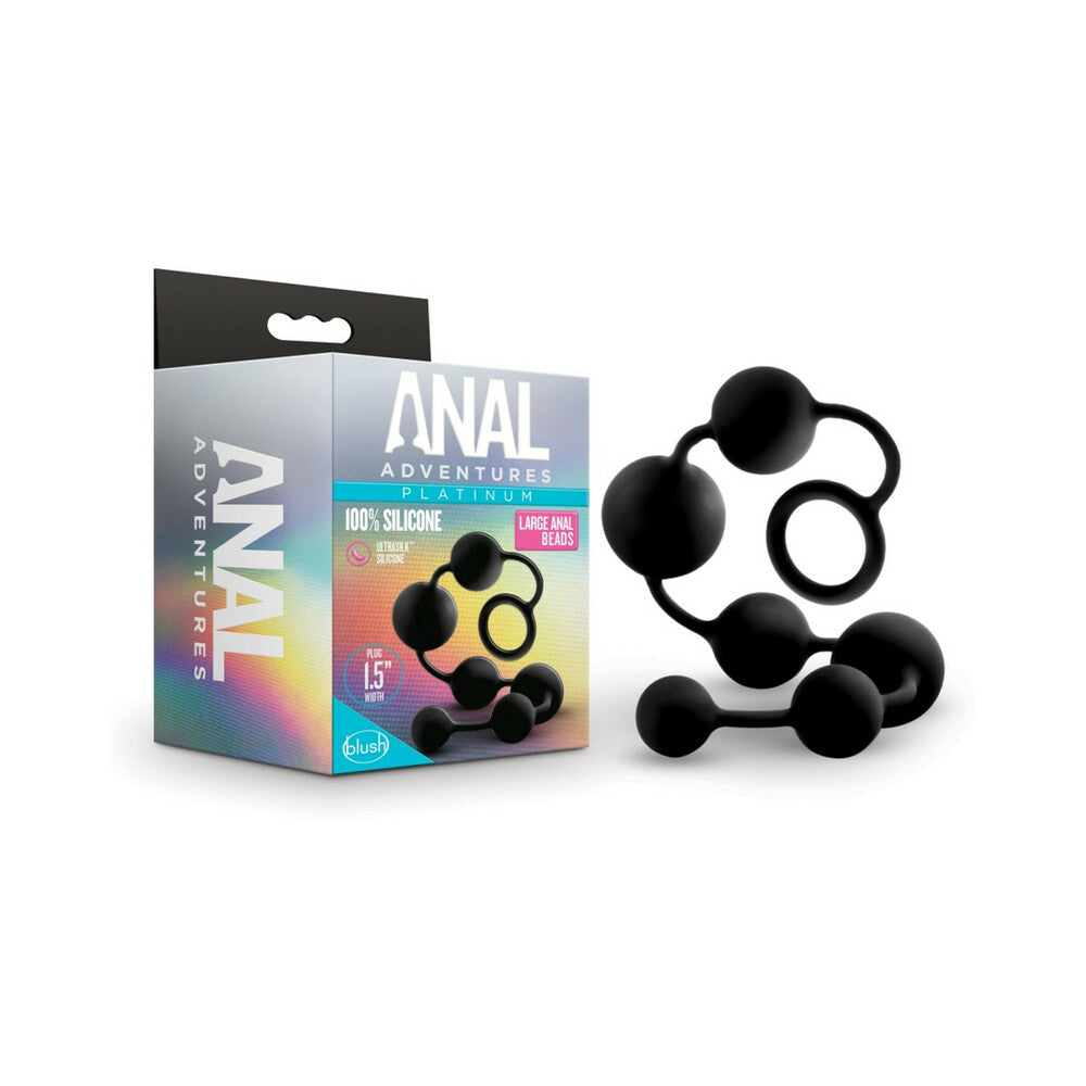 Blush Anal Adventures Platinum Silicone Large Anal Beads Black - Red Garter