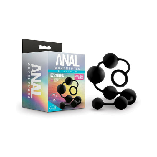 Blush Anal Adventures Platinum Silicone Large Anal Beads Black - Red Garter