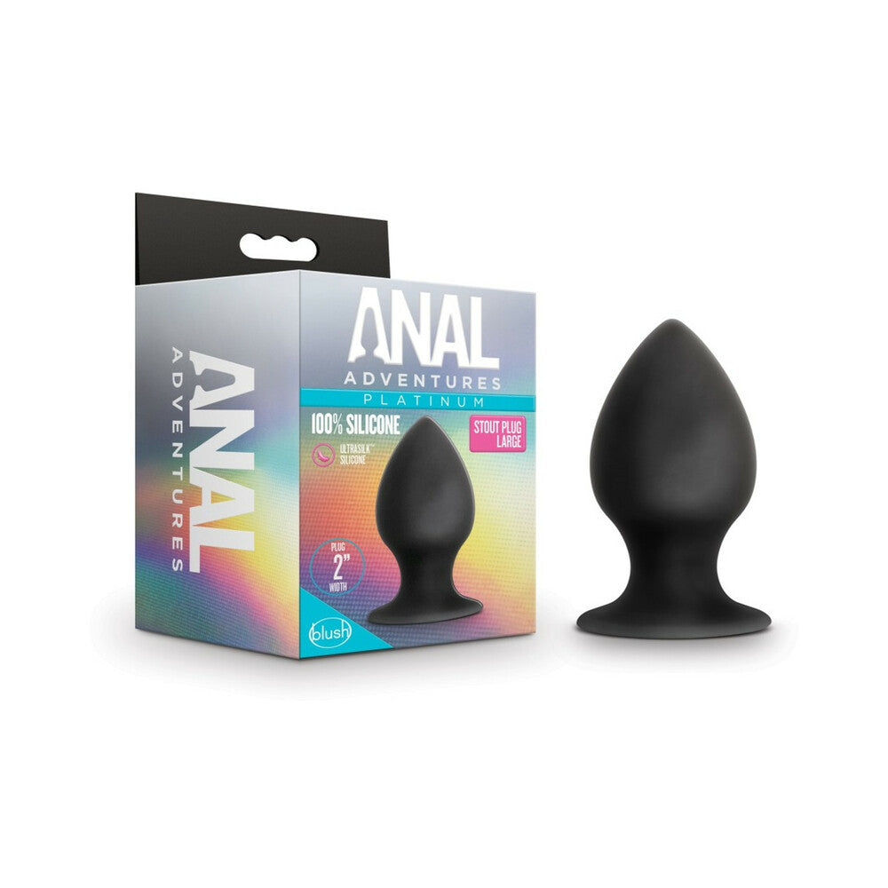 Anal Adventures Platinum Silicone Anal Stout Plug Large Black - Red Garter